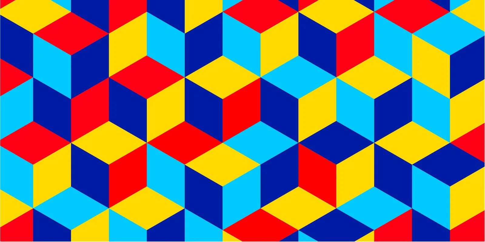 Riddle isometric cube pattern in the four brand primaries